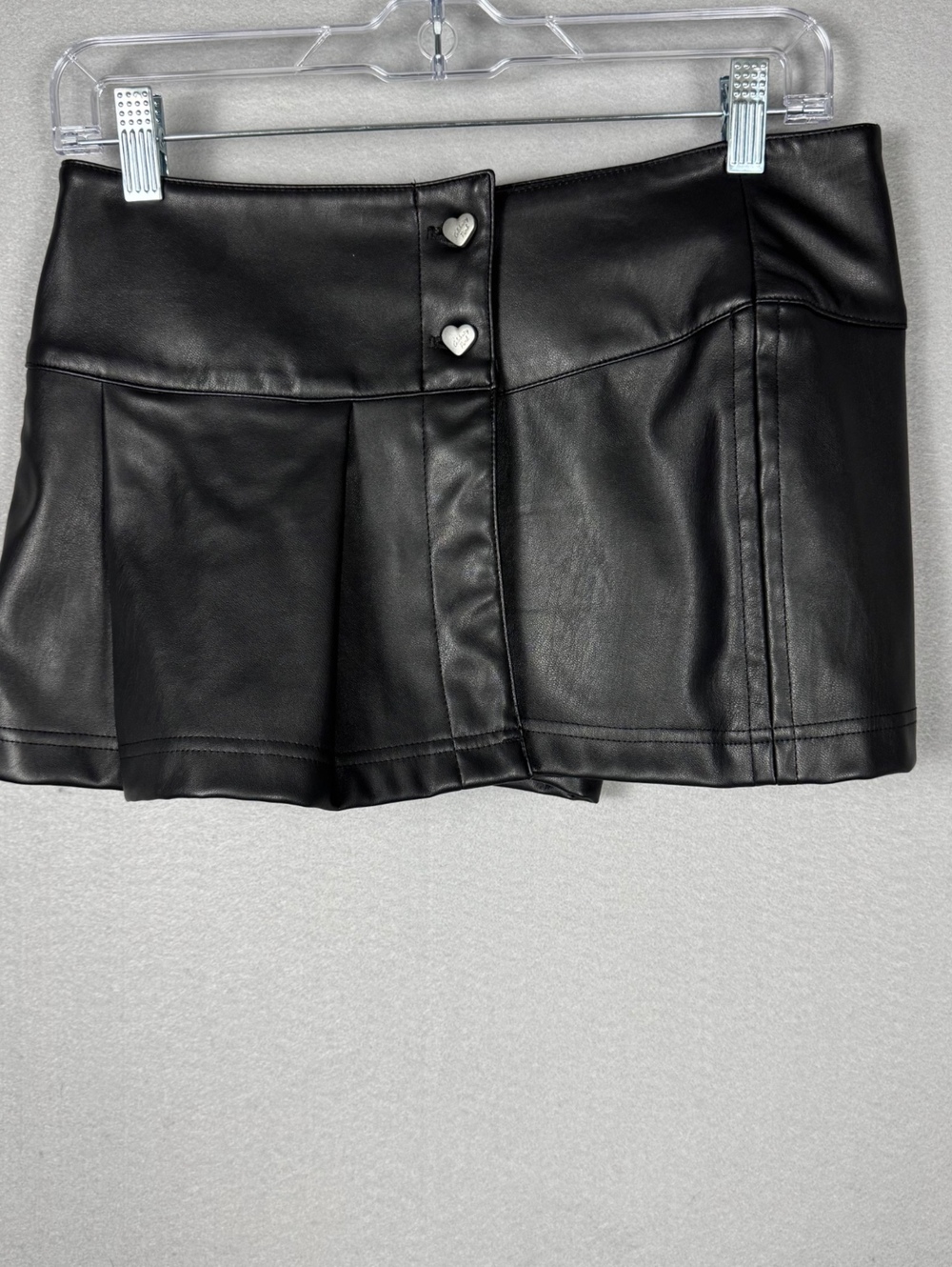 Celebrity Pink Womens XS Black Faux Leather Mini Skort